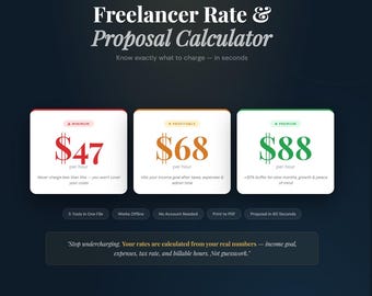 Freelancer Rate Calculator + Proposal Generator | How Much to Charge | Interactive Tool | Instant Download