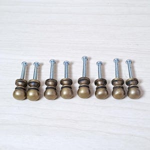 10mm- 8pcs Antique Solid Brass Knob Pull / XS Round Knobs /  Vintage Cabinet Drawer Handle Knob Pulls
