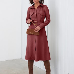 elegant shirt dress for wedding A-Line Evening Gown Elegant Dress Formal Floor Length 3/4 Length Sleev –  JiMiss Dresses main image 1