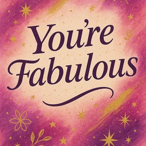 Copertina per biglietto d'auguri stampabile "Sei favoloso", design glamour per biglietto d'auguri rosa, viola e oro - Scarica PDF, PNG e JPG per compleanno o regalo