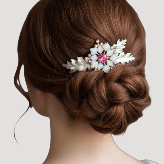 Winter Bridal Hair Comb Accessory Rhinestone Wedding White 