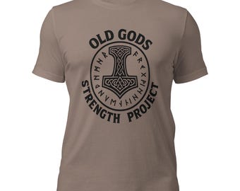 Old Gods Strength Project T-Shirt: Norse Mythology Viking Workout Tee