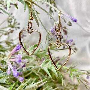Gold Heart Earrings, Handmade, Hypoallergenic, Valentine&#39;s Day, Minimalist, Simple Jewelry, Lightweight, Gifts For Her, Nickel Free