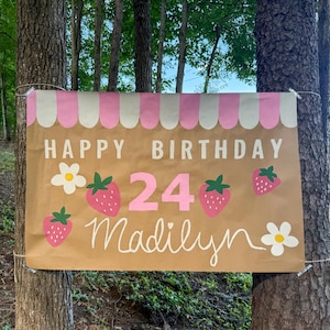 Strawberry Themed Birthday Banner