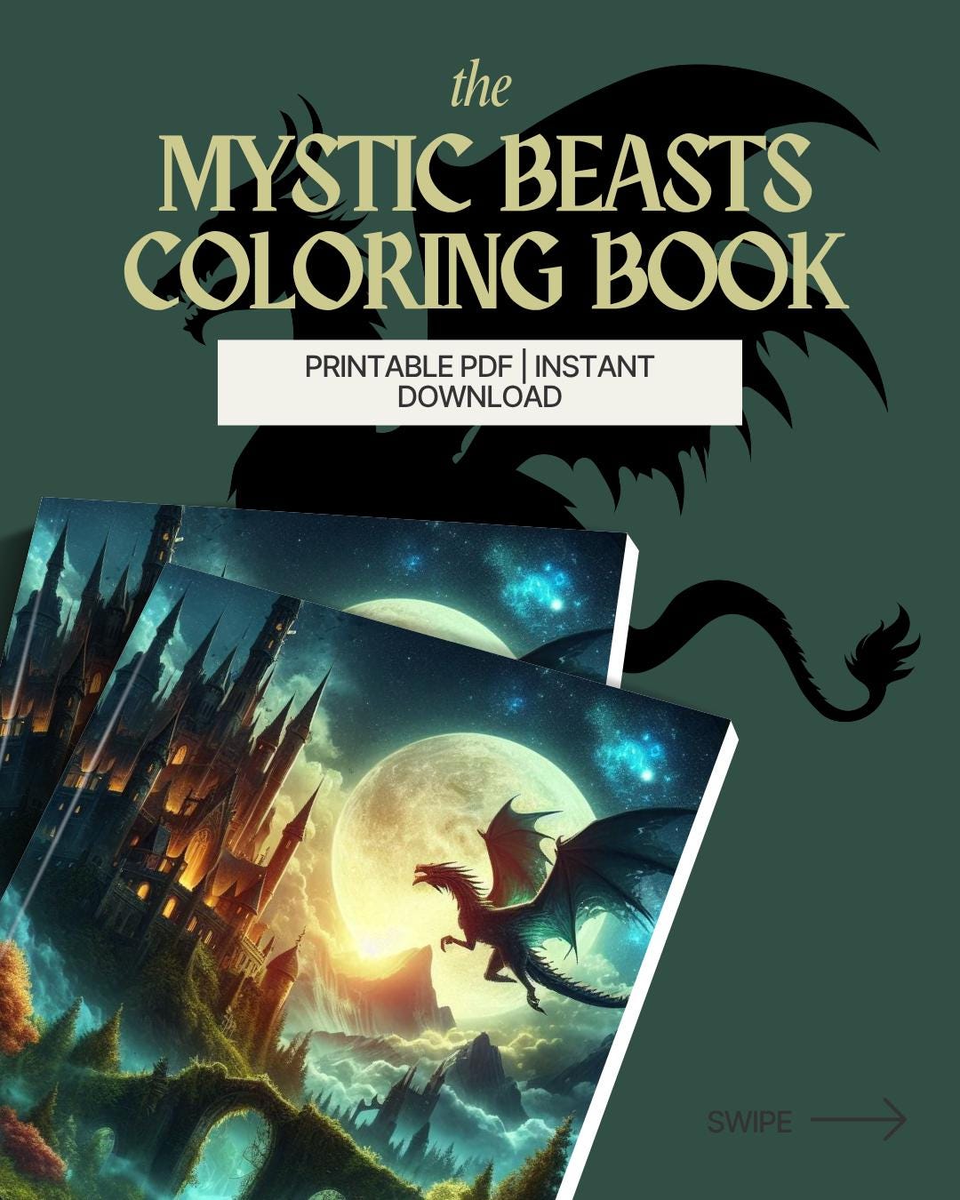 Mystic Beasts – A Printable Fantasy Coloring Book for Adults - Etsy
