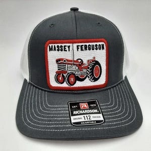 Richardson 112 Trucker Massey Ferguson Patch Cap Hat Mesh Snapback Gray