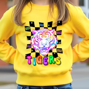 Retro Tigers Mascot Sweatshirt: Preppy School Spirit Wear