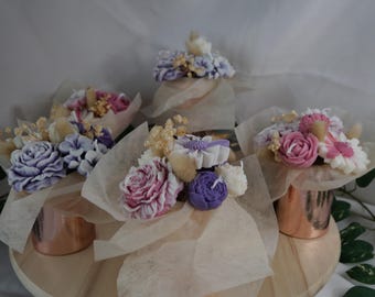 Ramo de velas aromáticas – Fragancia de lavanda – Cera y flores secas – Diseños únicos del 1 al 5 – Hecho a mano en Francia