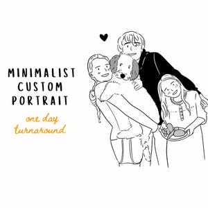 Custom Minimalist Line Portrait: Family, Couple, Pet (Digital File)
