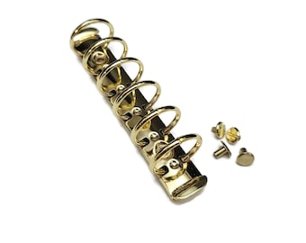 Pocket Size 6 Ring Binder Replacement for Planner 26 mm A7 Rings Gold Color