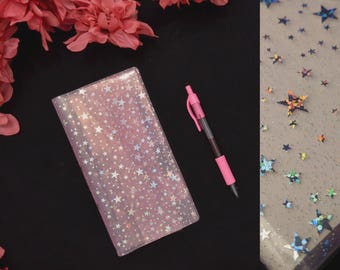 Jelly Clear Cover |  Transparent Journal Cover | Hobonichi | Weeks | Mega Weeks | Pink Stars