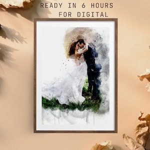 Custom Couple Portrait: Personalized Wedding Anniversary Art Gift