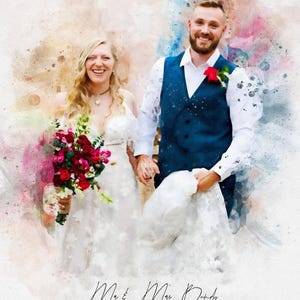 Benutzerdefinierte Aquarell Hochzeitsporträt, personalisierte paar Illustration vom Foto, Brautgeschenk, Jubiläum Kunst, druckbare, digitale Download