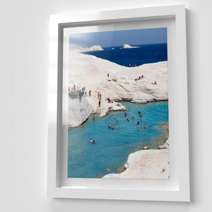 Sarakiniko Milos Greece Wall Art Print | White Rock and Blue Sea Greece Photo | Coastal Travel Decor | Greek Islands | Euro Summer Prints