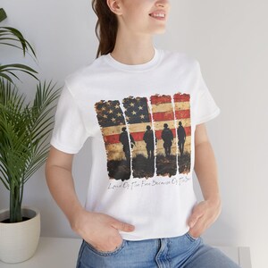 Land Of The Free T-Shirt: Patriotic Military Tribute, American Flag Tee