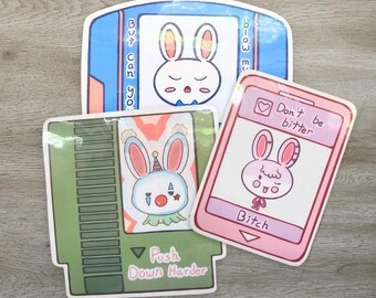 NPC Bunnies, Video Game Cartridges, Sassy Stickers