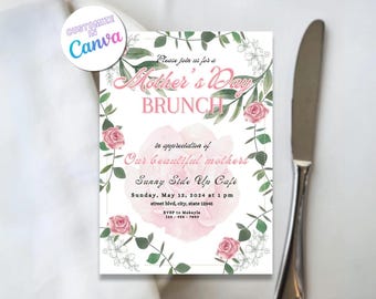 Mother's Day Brunch Party Appreciation Invitation Template Editable Instant Digital Download