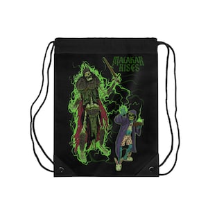 Bolsa con cordón de Malakar Rises: diseño de terror, regalo único para Halloween, cosplay, festivales, salidas nocturnas y estilo de vida activo.