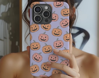 Halloween Pumpkin Phone Case, iPhone & Samsung Galaxy Cover, Cute Jack O Lantern, Fall and Autumn Aesthetic, Spooky Seasonal Gift for Her