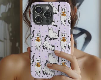 Halloween Phone Case, iPhone & Samsung Galaxy Cover, Cute Spooky Gingerbread Cookie Skeleton, Ghost, Pumpkin, Bat, Spiderweb, and Candy Corn