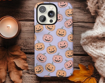 Funda de teléfono con calabaza de Halloween, funda para iPhone y Samsung Galaxy, adorable Jack O Lantern, estética otoñal, regalo de temporada espeluznante para ella.