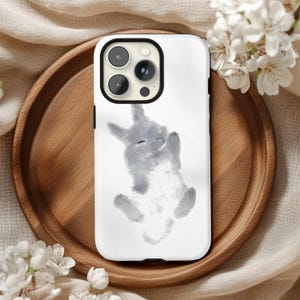Cute Bunny Phone Case, iPhone & Samsung Cover, Watercolor Rabbit Art Protective Case, Animal Lover Gift, Cozy Chic Aesthetic Accessories