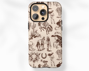 Western Cowboy Phone Case, iPhone & Samsung Galaxy Cover, Rodeo Cowgirl Horse Desert Cactus, Vintage Western Aesthetic, Cute Country Gift