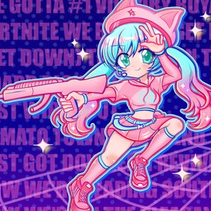 Battle Royale Neko Hatsune Miku 3&quot; Glitter Sticker