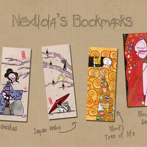 Original Nextlola's illustrated bookmark inspired by Klimt's Sea Serpents II image 3