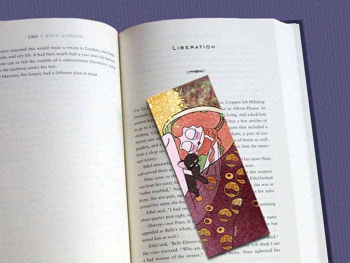 Original Nextlola's illustrated bookmark inspired by Klimt's Danae