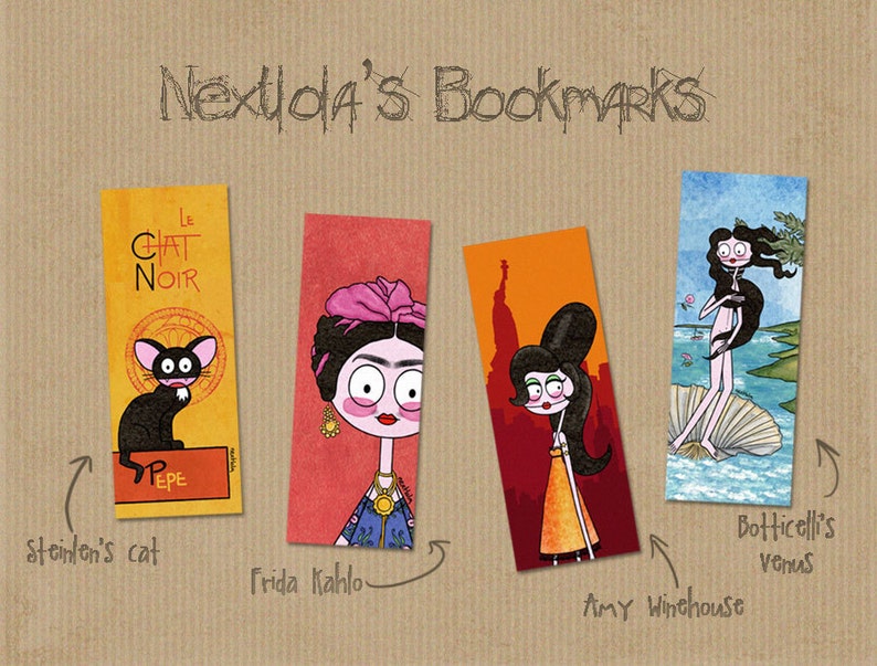Original Nextlola's illustrated bookmark inspired by Klimt's Sea Serpents II image 4