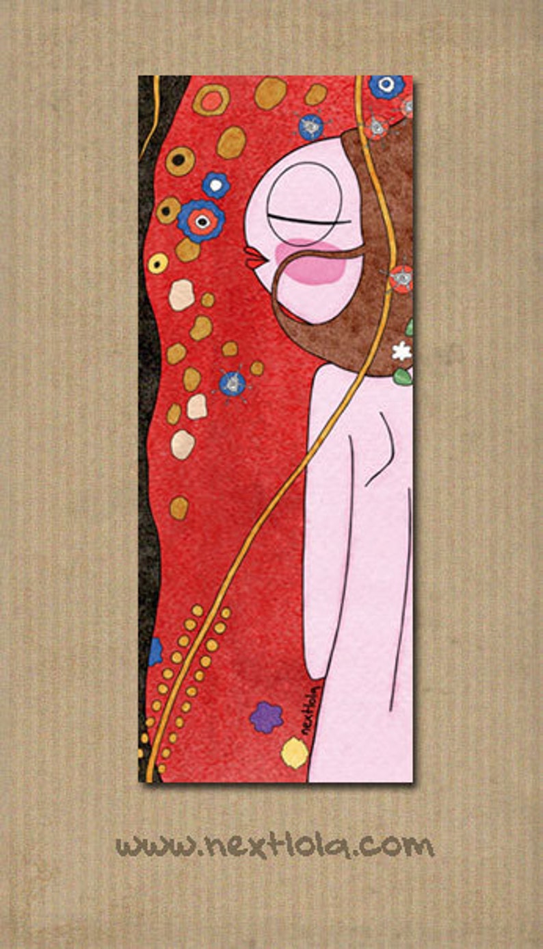 Original Nextlola's illustrated bookmark inspired by Klimt's Sea Serpents II image 2