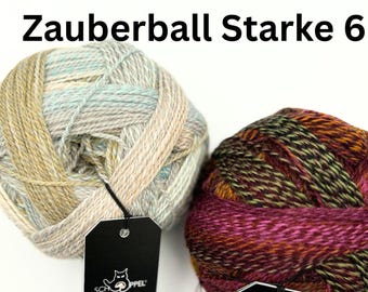 Schoppel Zauberball Starke 6 437 yards in a 150 gram ball. 75superwash wool, 25Nylon. Not just for socks, also for beautiful shawls & wraps.