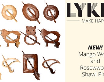 LYKKE Mango Wood-Rosewood Handcrafted Shawl Pins