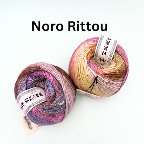 Noro Rittou. Beautiful hand knitting and crocheting yarn from Noro Yarns. Wool, Silk, and Mohair. Size 7 to 8 needles. 150 grams, 330meters