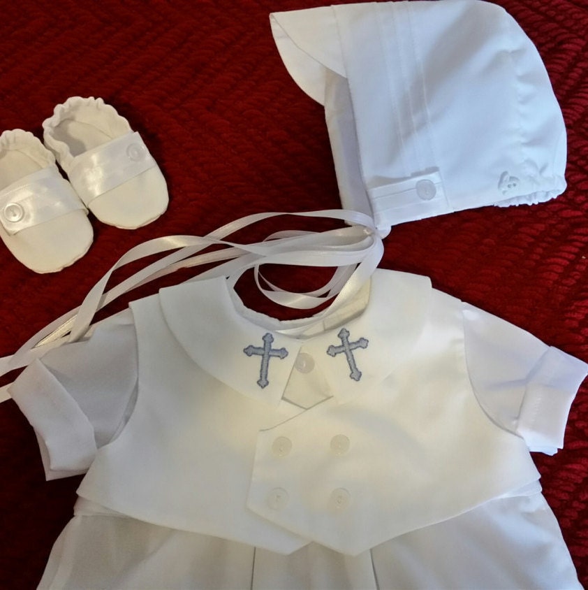 Caretoo Baby Boy Baptism Christening Outfits Infant Bowtie With Socks Baby Romper 4pcs Baby Suit, Infant Boy's, Size: 0-3 Months, White