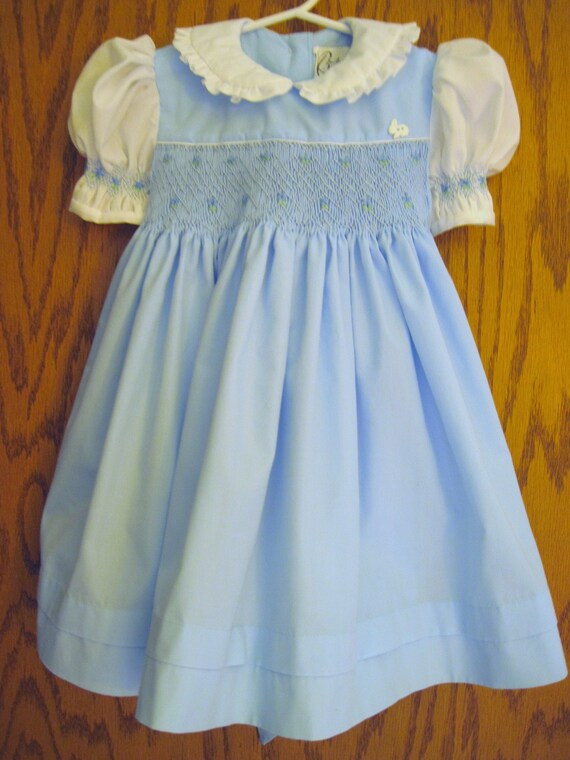 blue smocked dress baby
