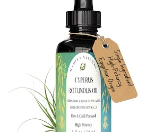 Mamela Naturals Cyperus Rotundus Oil - Cold-Pressed Cyperus Rotundus Oil for Hair Removal - Undiluted, Pure & Natural Cyperus Oil 2oz