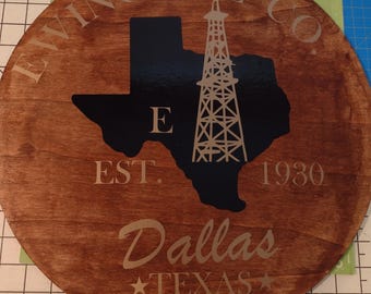 Handmade Wooden Ewing Oil, Dallas, Texas, Oil field, Dallas t.v. show sign
