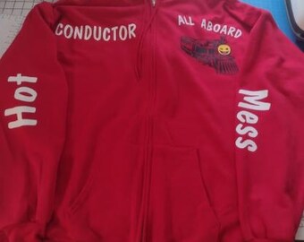 Customized Hot Mess Express, train themed red hoodie