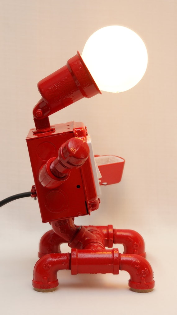 Steampunk Industrial Robot Pipe Desk Lamp With Dimmer 2 Ac Etsy