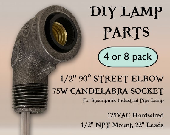 4 Pack 1 2 Black Malleable Iron 90º Street Elbow With Black Malleable Iron 90º Street Elbow, Industrial Black Iron Pipe Lamp Socket