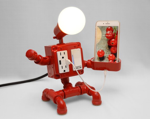 Steampunk Industrial Robot Pipe Desk Lamp With Dimmer 2 Ac Etsy