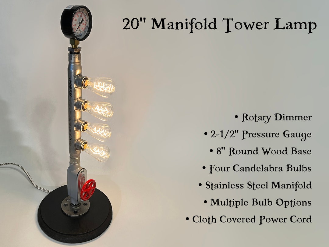 20 Stainless Steel Manifold Tower Lamp Steampunk Etsy