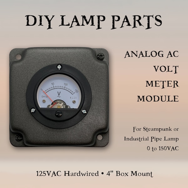 Analog AC Volt Meter - DIY Lamp Making Parts for Steampunk or Industrial Pipe Lamp - 125VAC Hardwire, Easy to Install, Fun Project Addition!