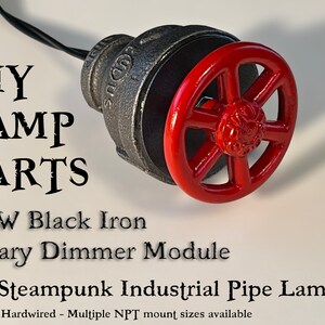 STEAMPUNK ~ Industrial 3/4" Black Iron Pipe Rotary Lamp Switch W/PASS THRU RED 