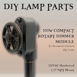 100W Mini Rotary Dimmer Module for Steampunk Industrial Pipe Lamp 1/2&quot; NPT Mount 125VAC DIY Parts Light Switch 2&quot; Cast Iron Valve Wheel Knob