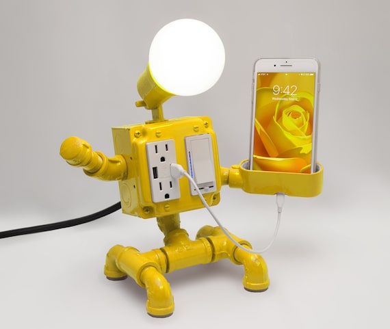 Steampunk Industrial Robot Pipe Desk Lamp With Dimmer 2 Ac Etsy