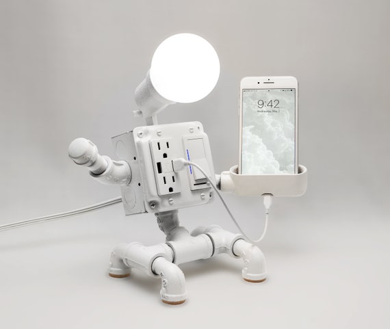 Steampunk Industrial Robot Pipe Desk Lamp With Dimmer 2 Ac Etsy