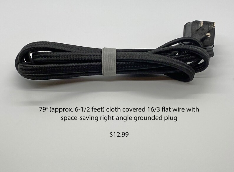 Black Cloth Covered Flat Power Cord for Lampmaking 79 Etsy